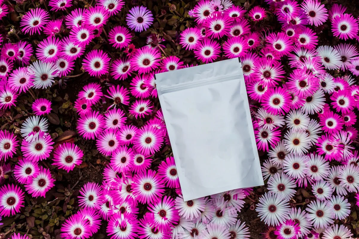 white stand up pouch used for sample and print finish review