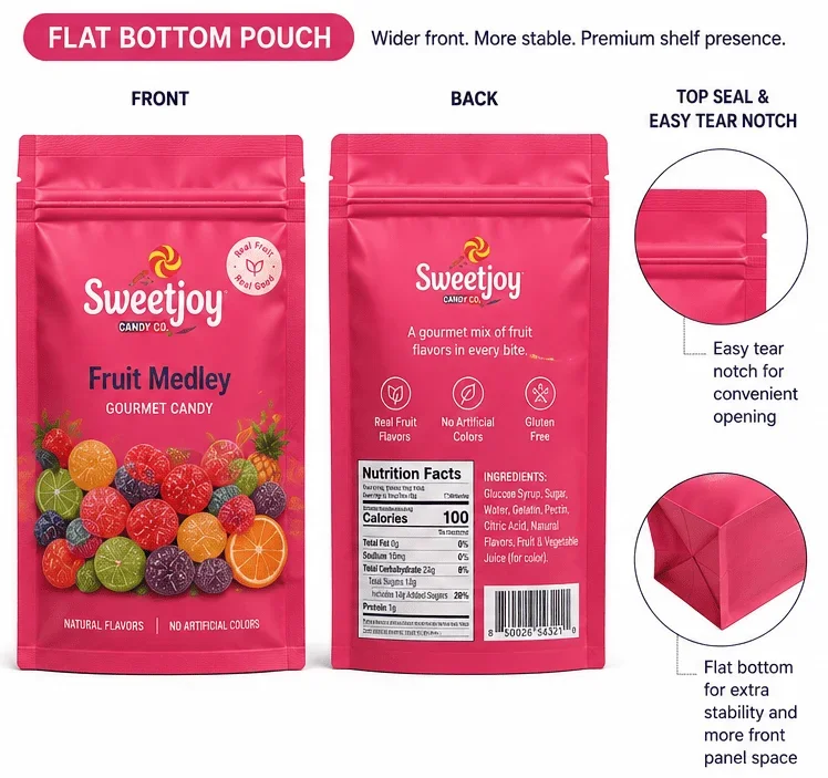 Custom Candy Bags choose the right pouch structure