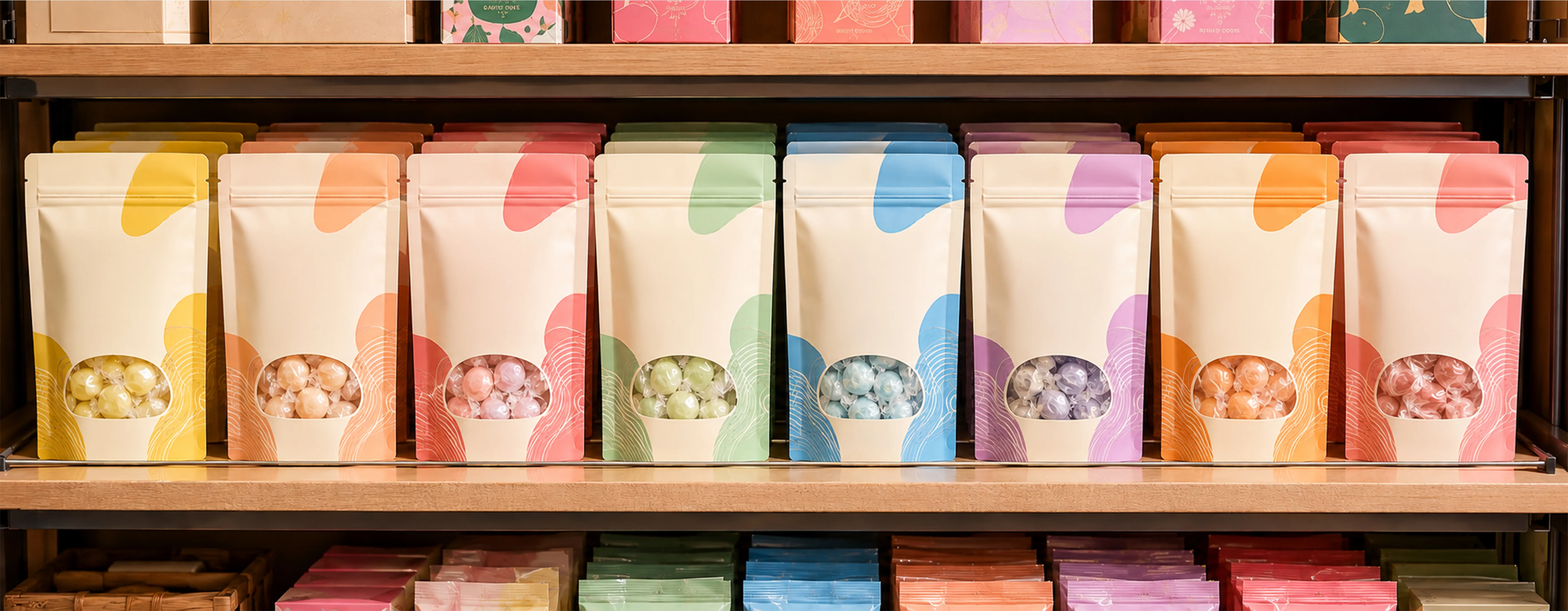 Custom Candy Bags retail shelves