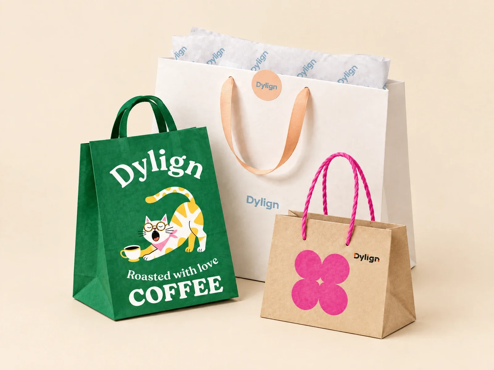 Colorful printed shopping bag collection