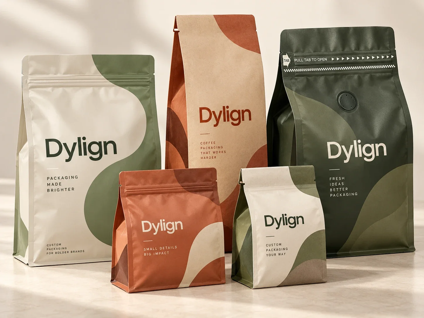 Dylign flat-bottom pouch collection