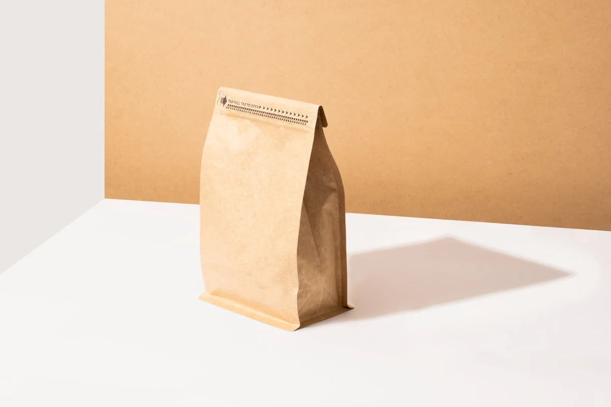 kraft stand up pouch showing flexible pouch material and finish