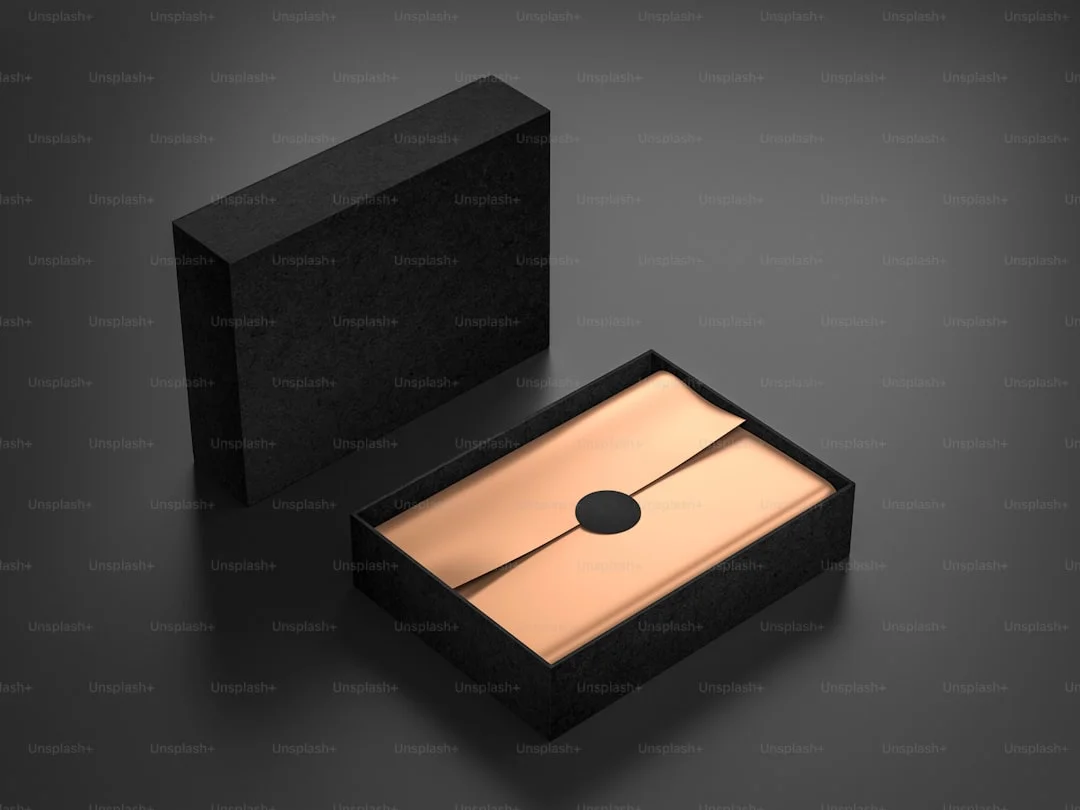 Premium rigid box design with golden wrapping paper