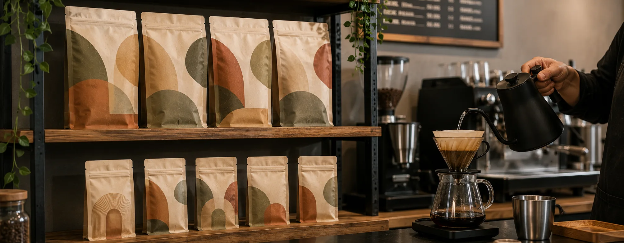 Custom Coffee Bags cafe retail lines
