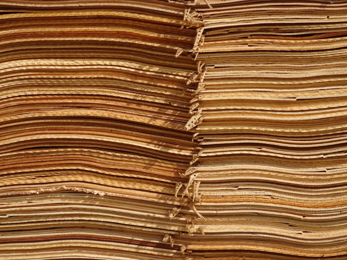 Stack of paper sheets showing different thicknesses and weights