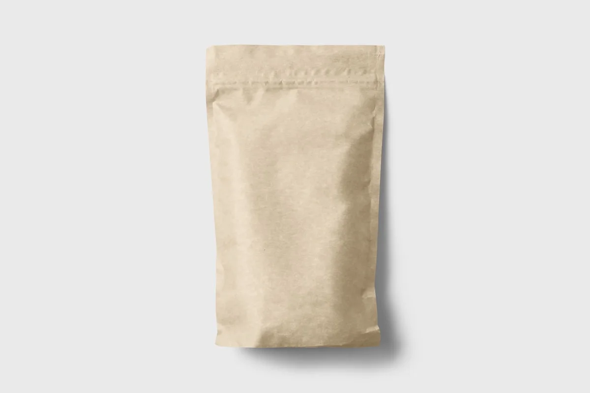 kraft stand up food pouch used to plan size and fill volume