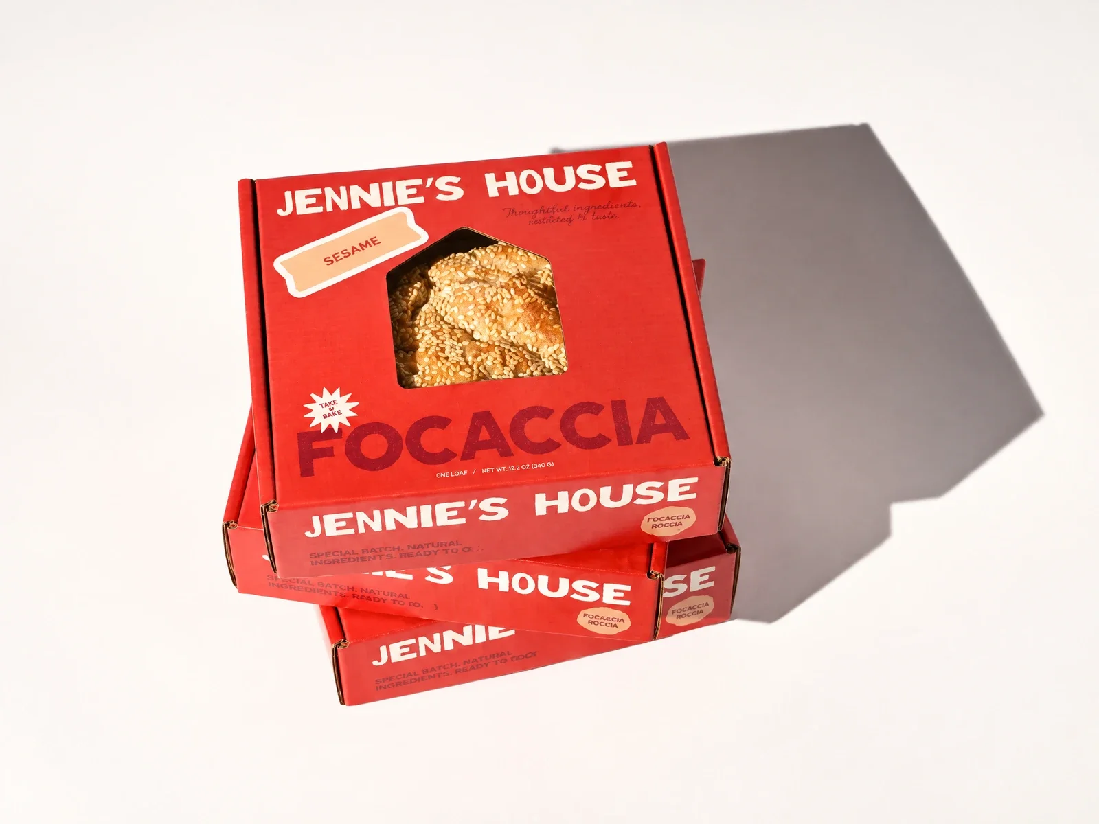 Red Jennie's House focaccia mailer box