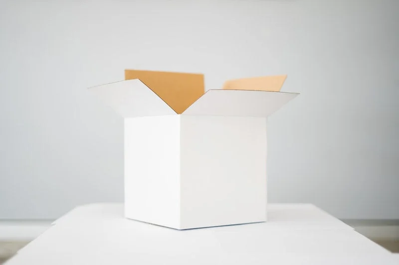 White bleached kraft product box for packaging on clean background