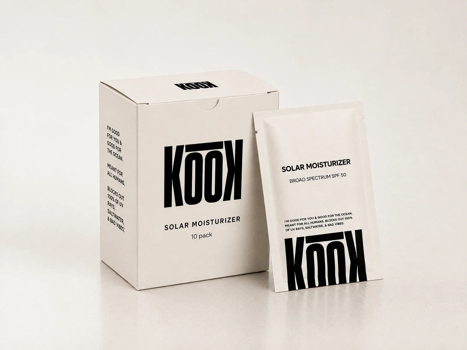 KOOK white flat pouch packaging