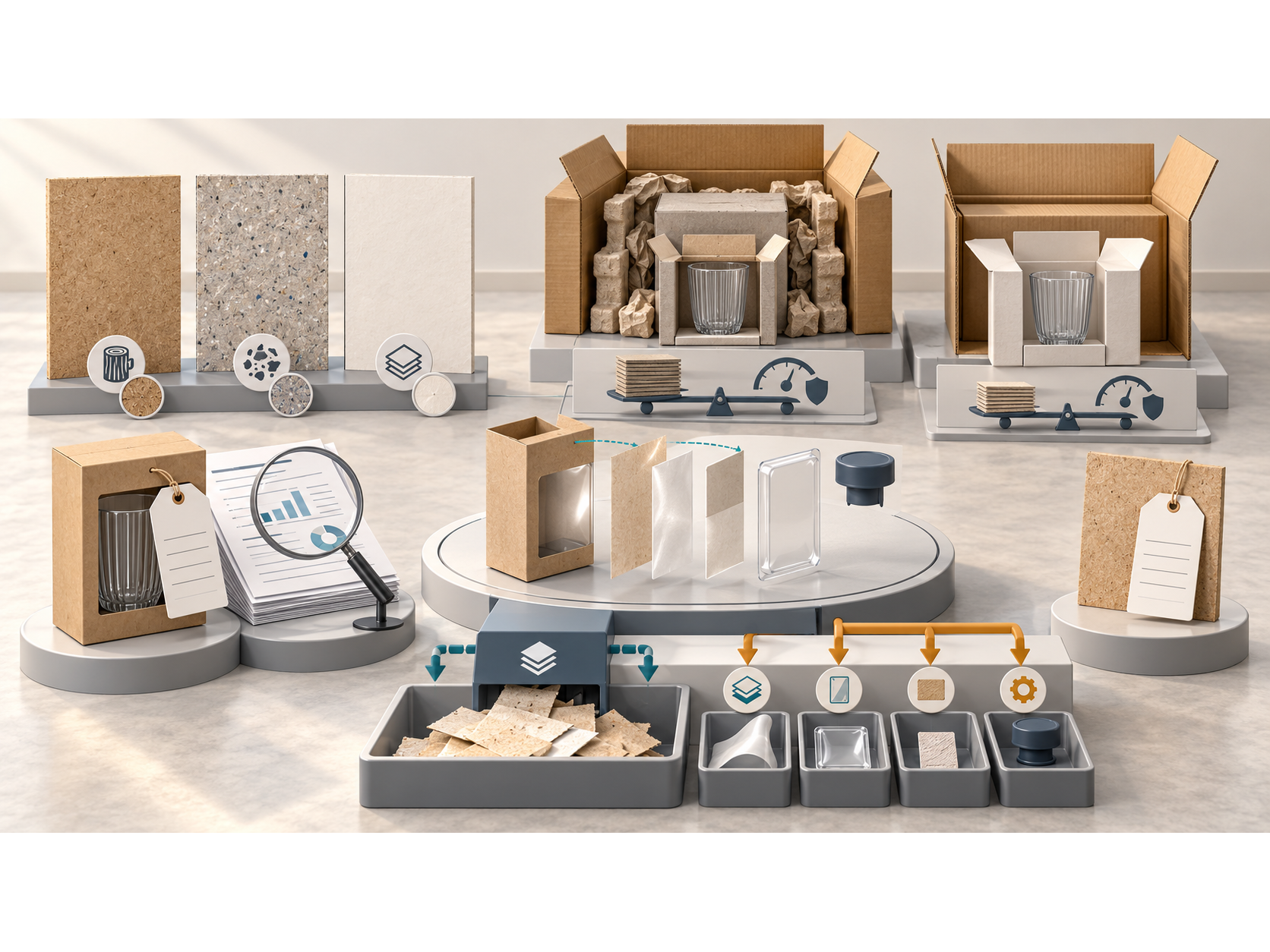 Paper packaging formats evaluated for material use, protection, recovery, and recyclability.
