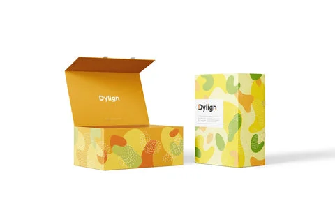 Coordinated custom Dylign rigid and product boxes